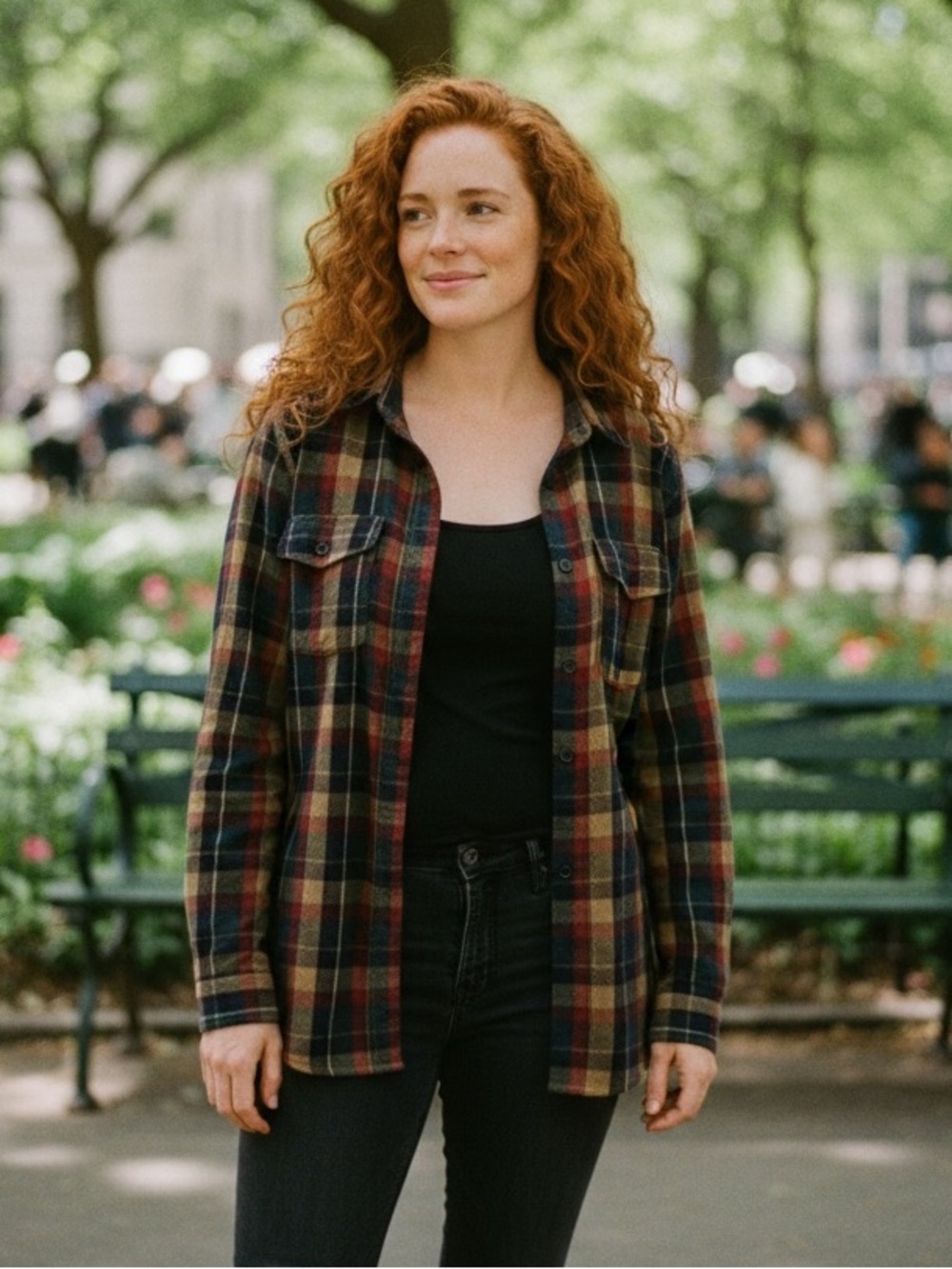 Hunter’s Glen Red Green Plaid Button Up Blouse